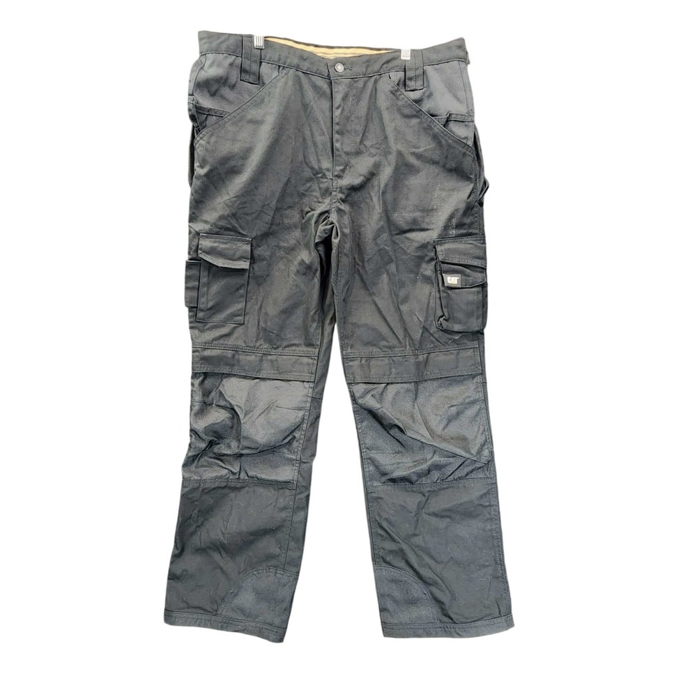 Caterpillar Cargo Pants Mens 40X34‎ Black CAT Workwear Utility Canvas Reinforced